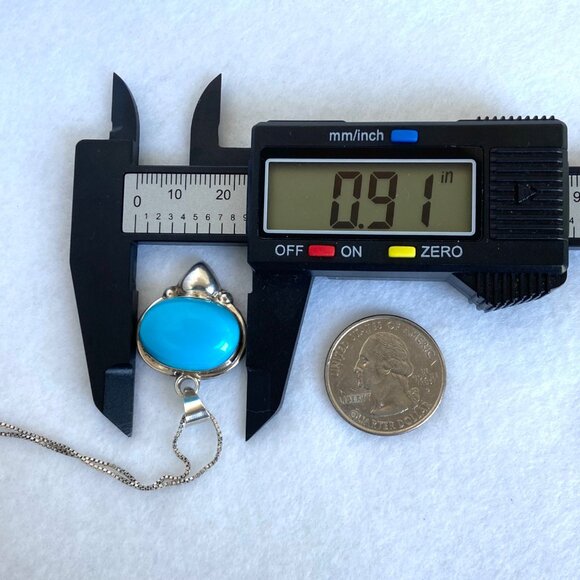 VTG Sterling Silver 925 Taxco Mexico Turquoise Cabochon Pendant Necklace 18" - Picture 15 of 16